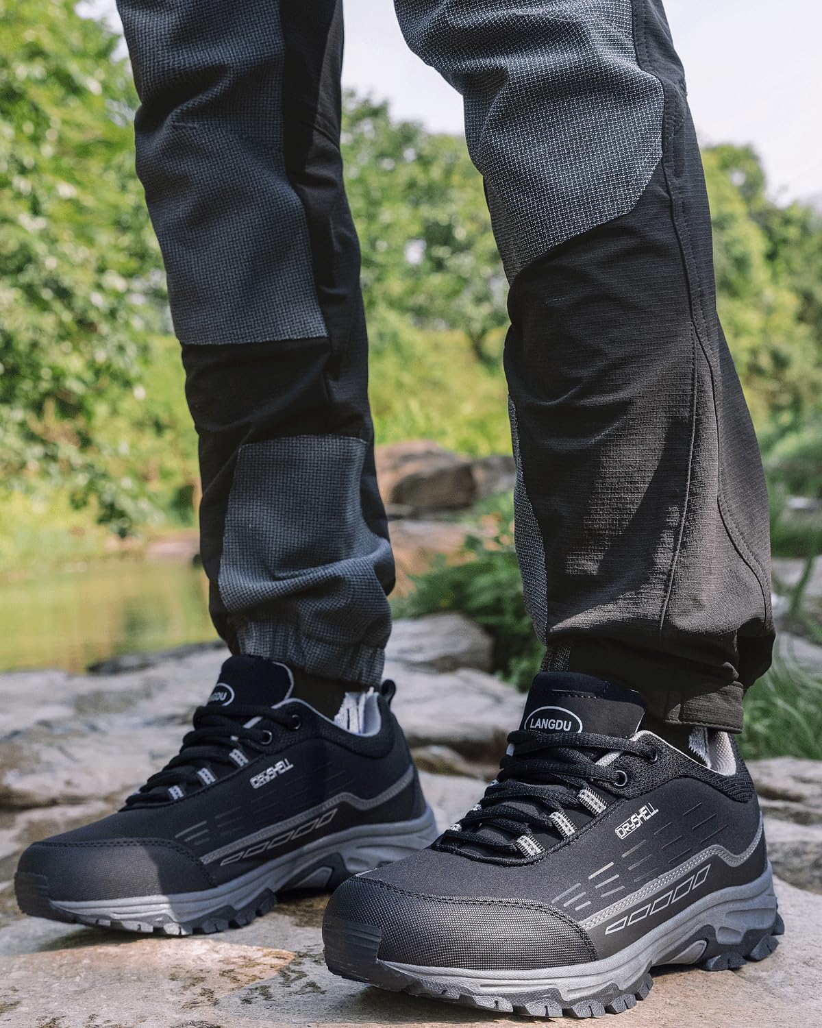LANGDU Buty trekkingowe męskie damskie wodoszczelne lekkie antypoślizgowe półbuty oddychające do chodzenia