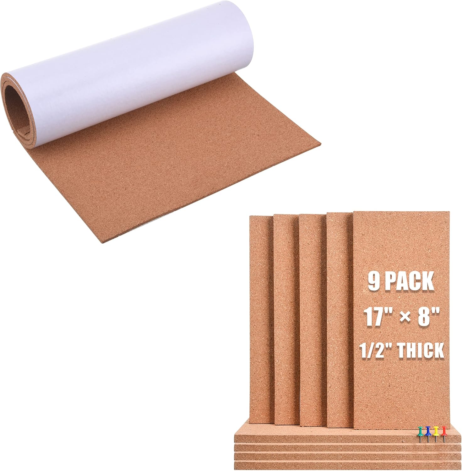 SUNGIFT Cork Board Roll 1/4" Thick 50"x16" Cork Rolls
