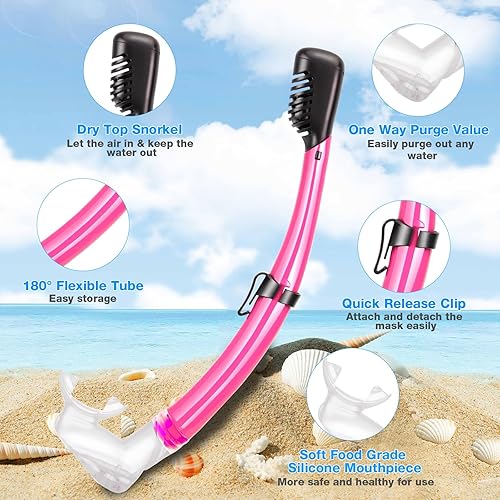 Miniatura 5 de PIYAZI Equipo de esnórquel para adultos, juego de esnórquel seco para adultos, juego de máscara de esnórquel HD con vista panorámica HD, paquete de