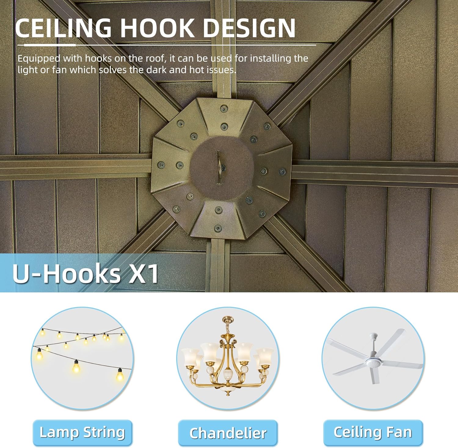 Ceiling Hook Design for lights and fans