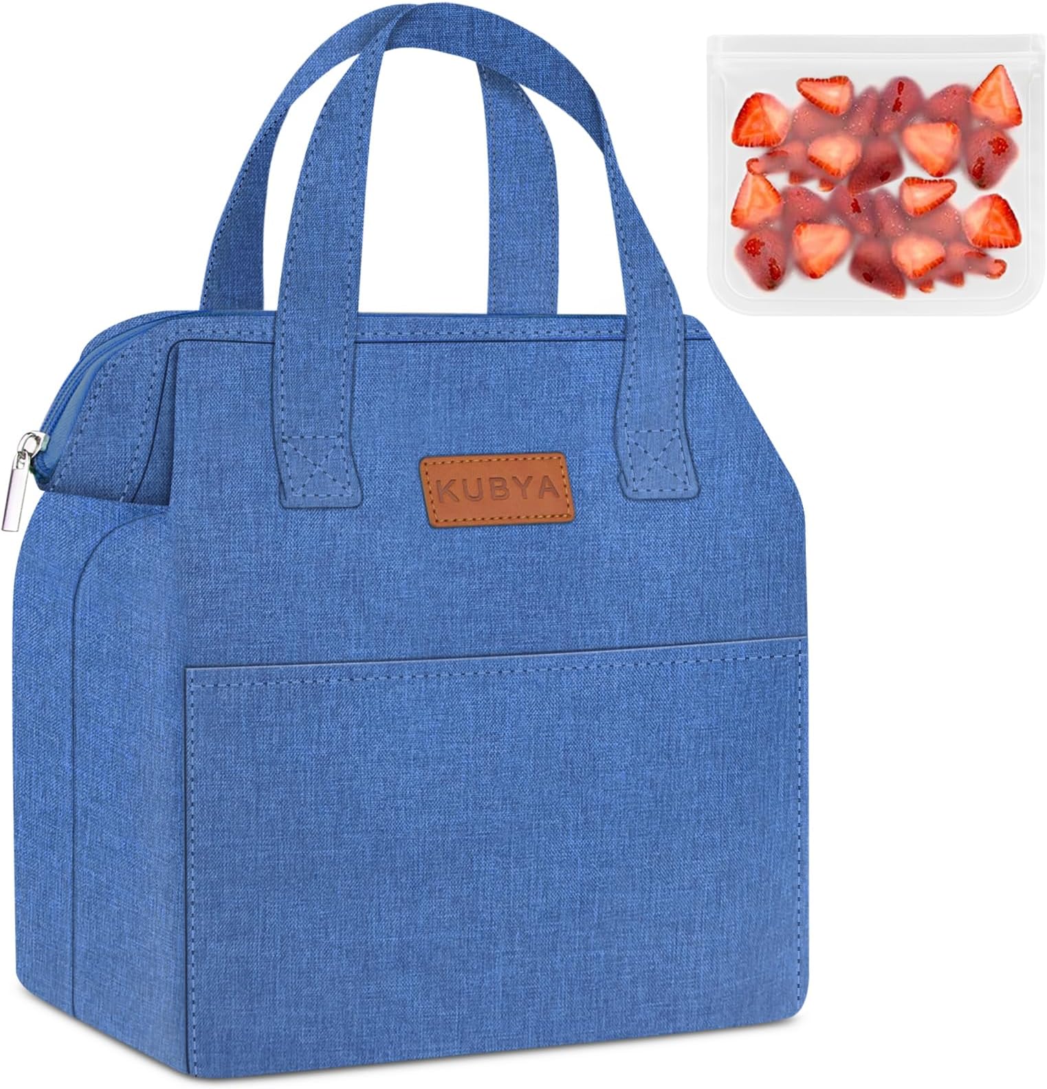 Lunch Bag Simple Lunch Box for Women Men Insulated Lunch Bag & 1 Storage bag Simple Reusable Lunch Tote Bag for Work, Picnic Beach or Travel (DARK BLUE) LBMHS-04