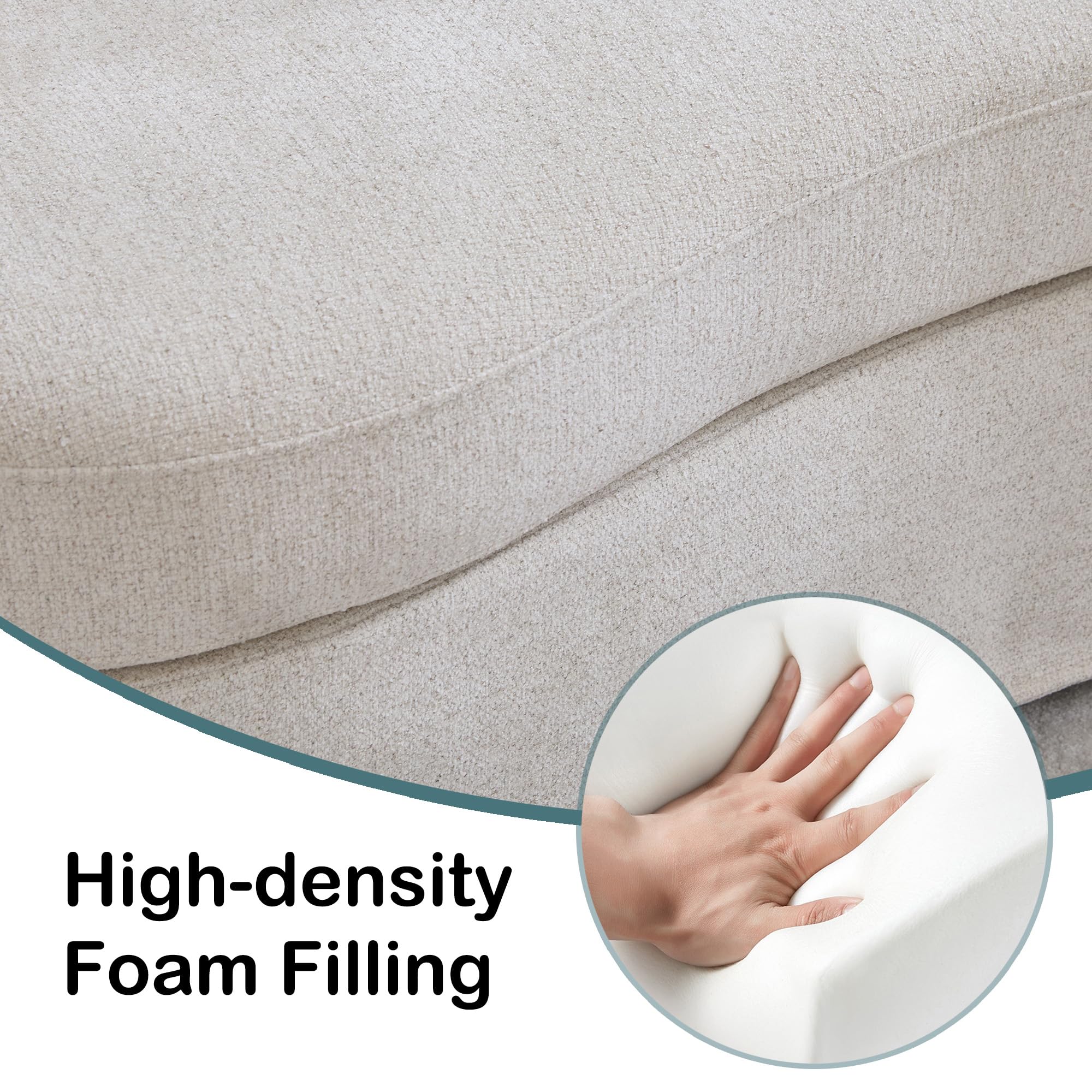Best Small Curved Sofas for Tight Spaces in 2026 2 Arouseden 74' Beige Curved Couch for Small Space,Chenille 3 Seater Sofa with 3 B — product photo