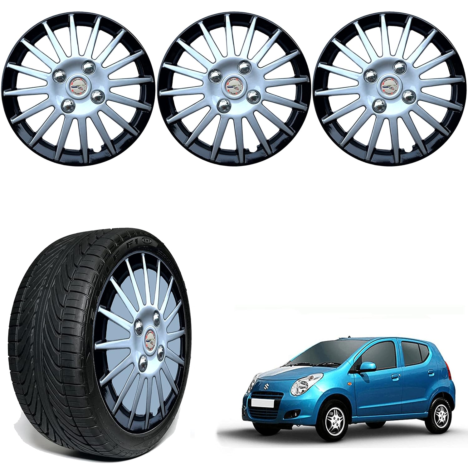 WolkomHome car Wheel Cap, Hub Cap Wheelcover 13 Inch Wheel Cover Multi