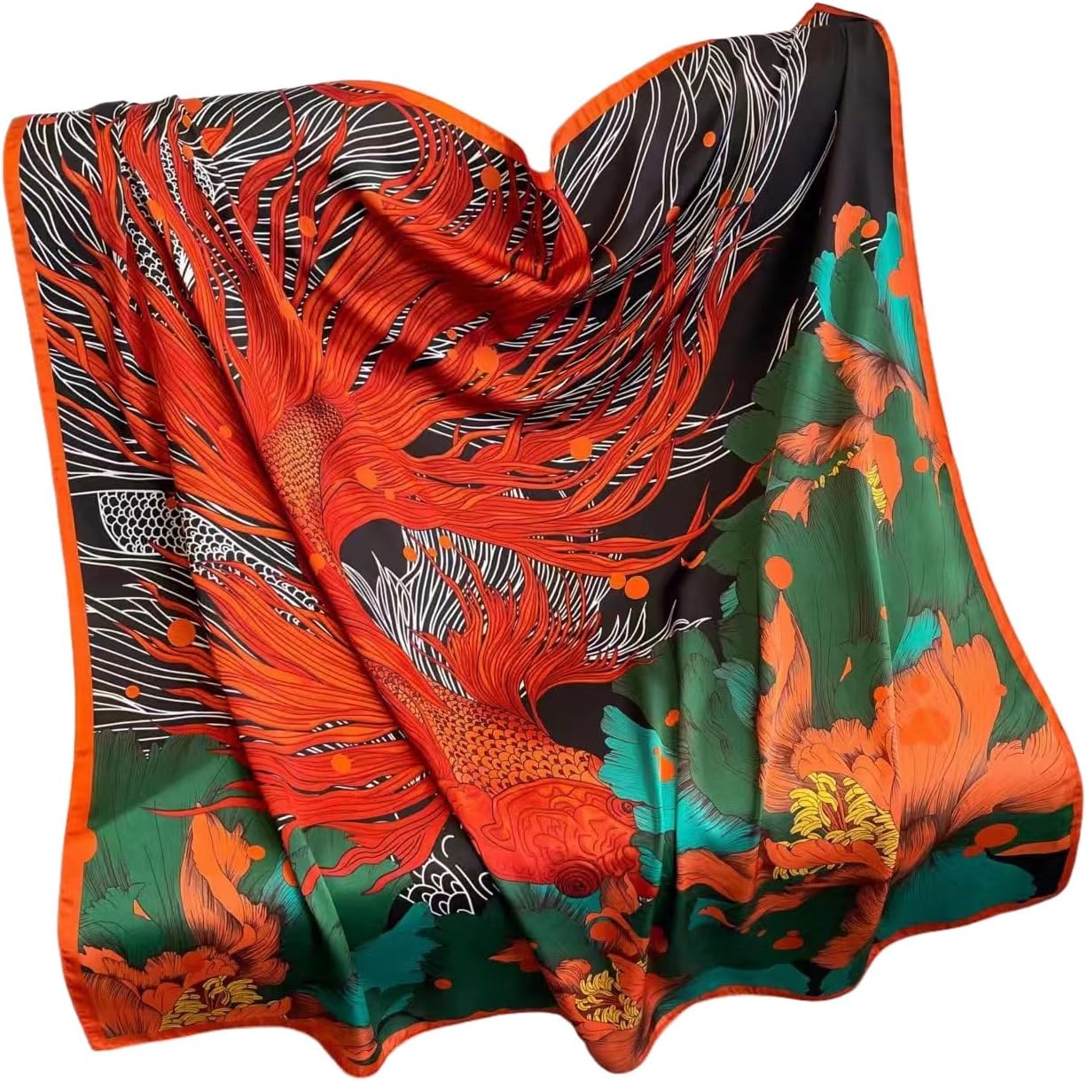K-Elewon Large Square Scarf 43" Silk Scarf Fashion Scarves Silk Feeling Hair Wrapping Scarfs Night Sleeping Headscarf - Image 7