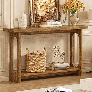 Farmhouse Console Table, 55inch Wood Vintage Console Table Narrow Sofa T...