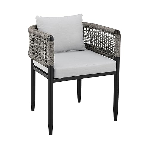 Armen Living Felicia Outdoor Patio Dining Chair in Aluminum with
