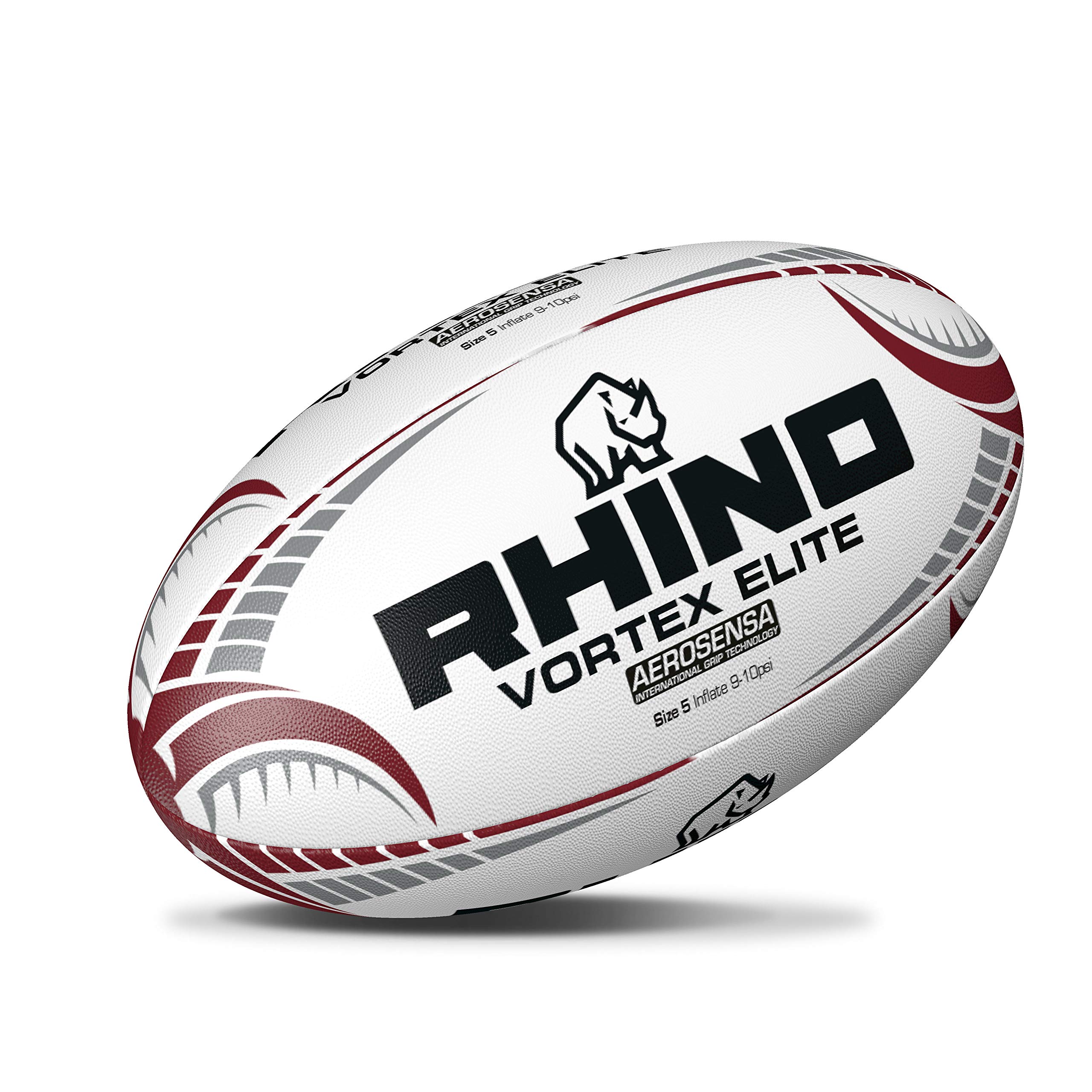 Rhino Vortex Elite Match Rugby Ball, Size 5,White