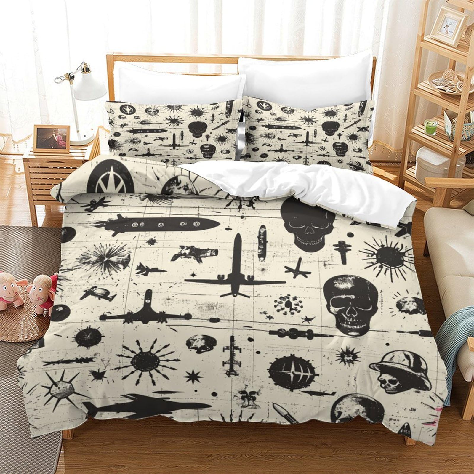 P1S9U7W5Y 3D Printed aviation design Duvet Cover Set 3pcs Microfiber aircraft Bedding Set Double（200x200cm）
