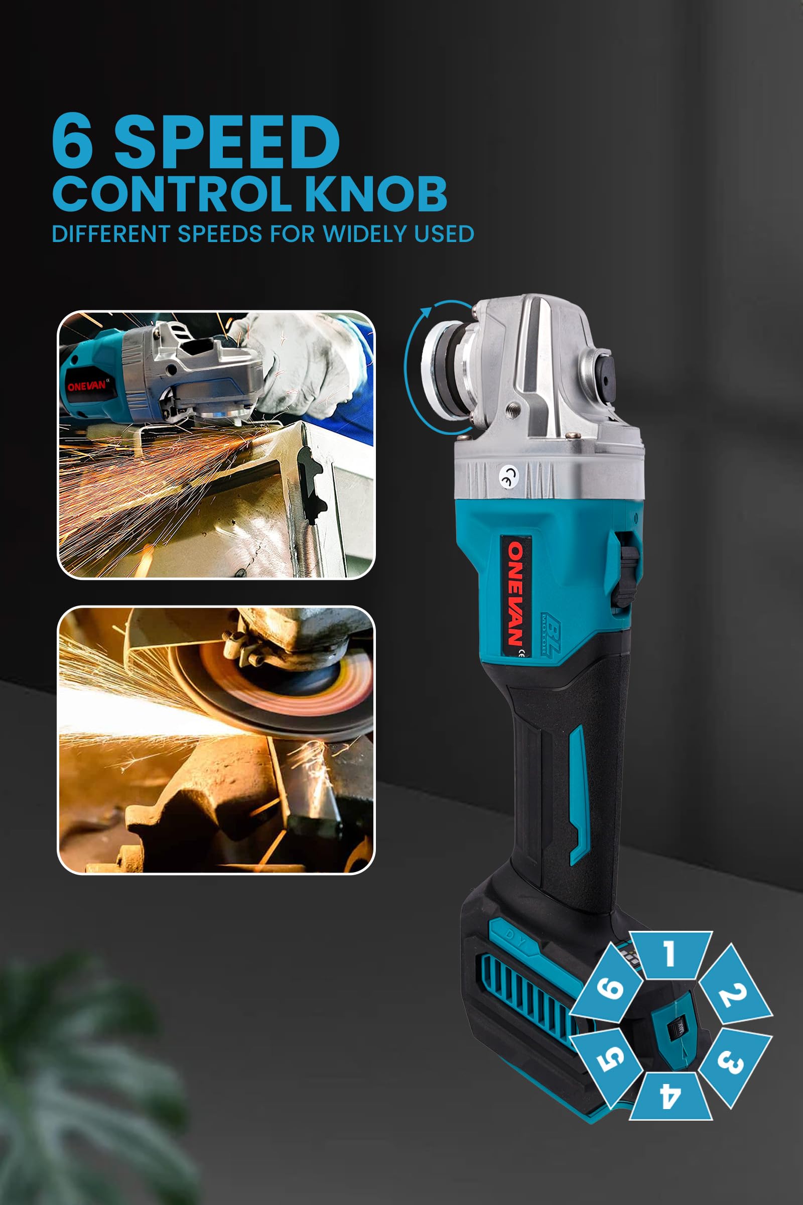 HBM Professionele 20 Volt 4,0AH Koolborstelloze Accu Haakse Slijper 125
