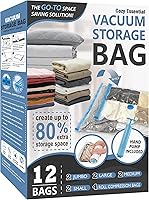 Vista 9 de 20 bolsas de almacenamiento al vacío, bolsas de ahorro de espacio (4 Jumbo/4 Grandes/4 Medianas/4 Pequeñas/4 Enrollables) de compresión