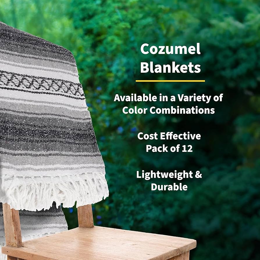 Amazon.com: Cozumel Authentic Mexican Blanket, 12 Pack, 72 x