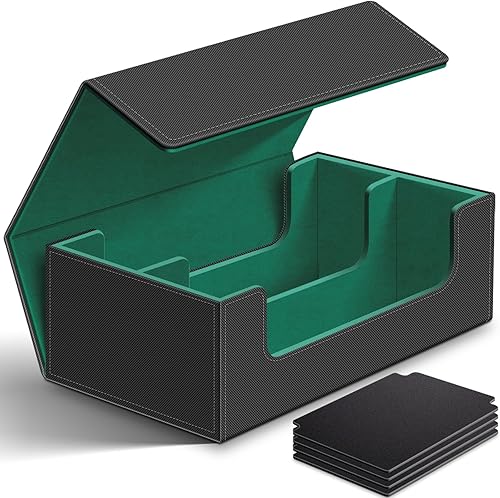 Homthy Funda de cuero con cierre magnético para tarjetas intercambiables, caja de almacenamiento de tarjetas mágicas para YuGiOh, MTG y tarjetas