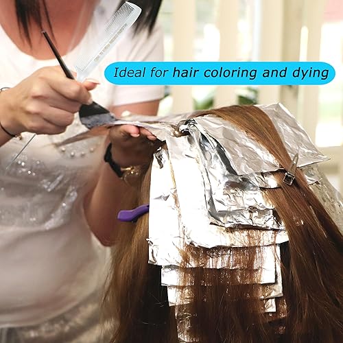 Vista 2 de Allegro XL - Peines de cola de rata y separación de cola de metal (2 unidades, aguamarina y blanco)