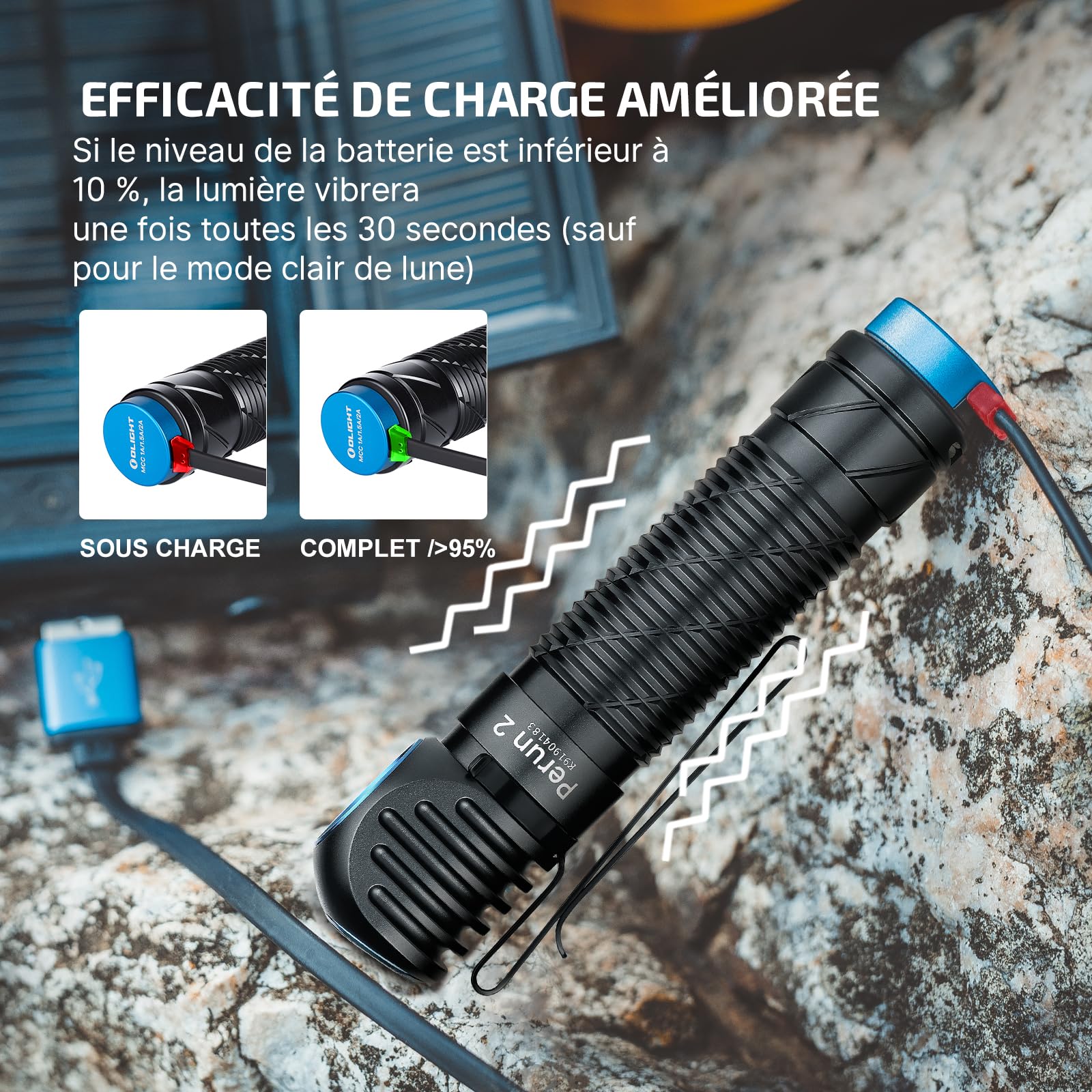 OLIGHT Perun 2 Lampe Frontale 2500 Lumen Super, 12 Jours Max, IPX8 Étanche | Puissante Torche Frontale Rechargeable Portée 166 Mètre Blanc&Rouge réglable Flashlight pour Running, Pêche, Camping(Noir)