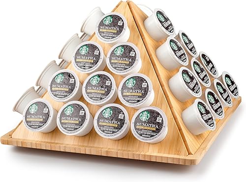 MinBoo Soporte de bambú para taza K, organizador de estación de café, soporte para cápsulas de café compatible con 40 cápsulas de café, soporte para