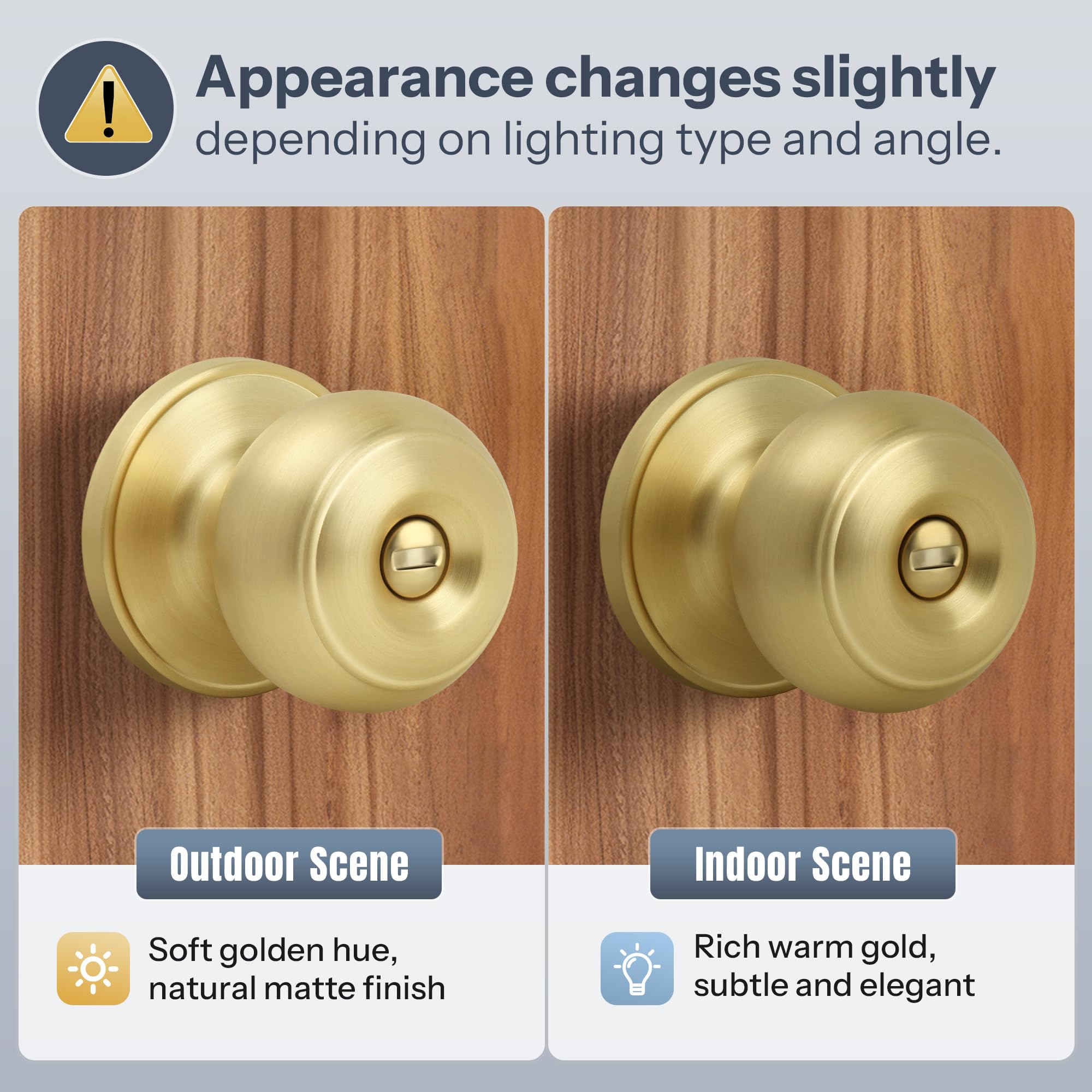 Moquin Gold Privacy Door Knob - Keyless Security -6