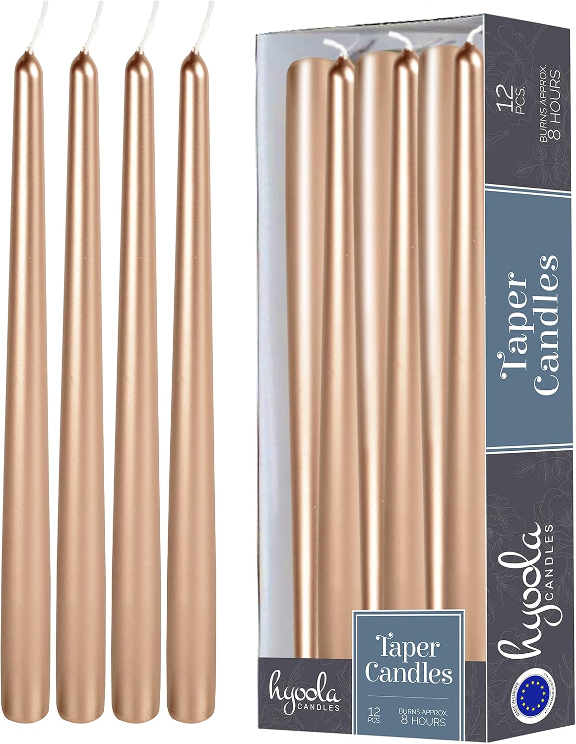 Buy Hyoola Metallic Copper Taper Candles 250 mm (10 Inch) Unscented