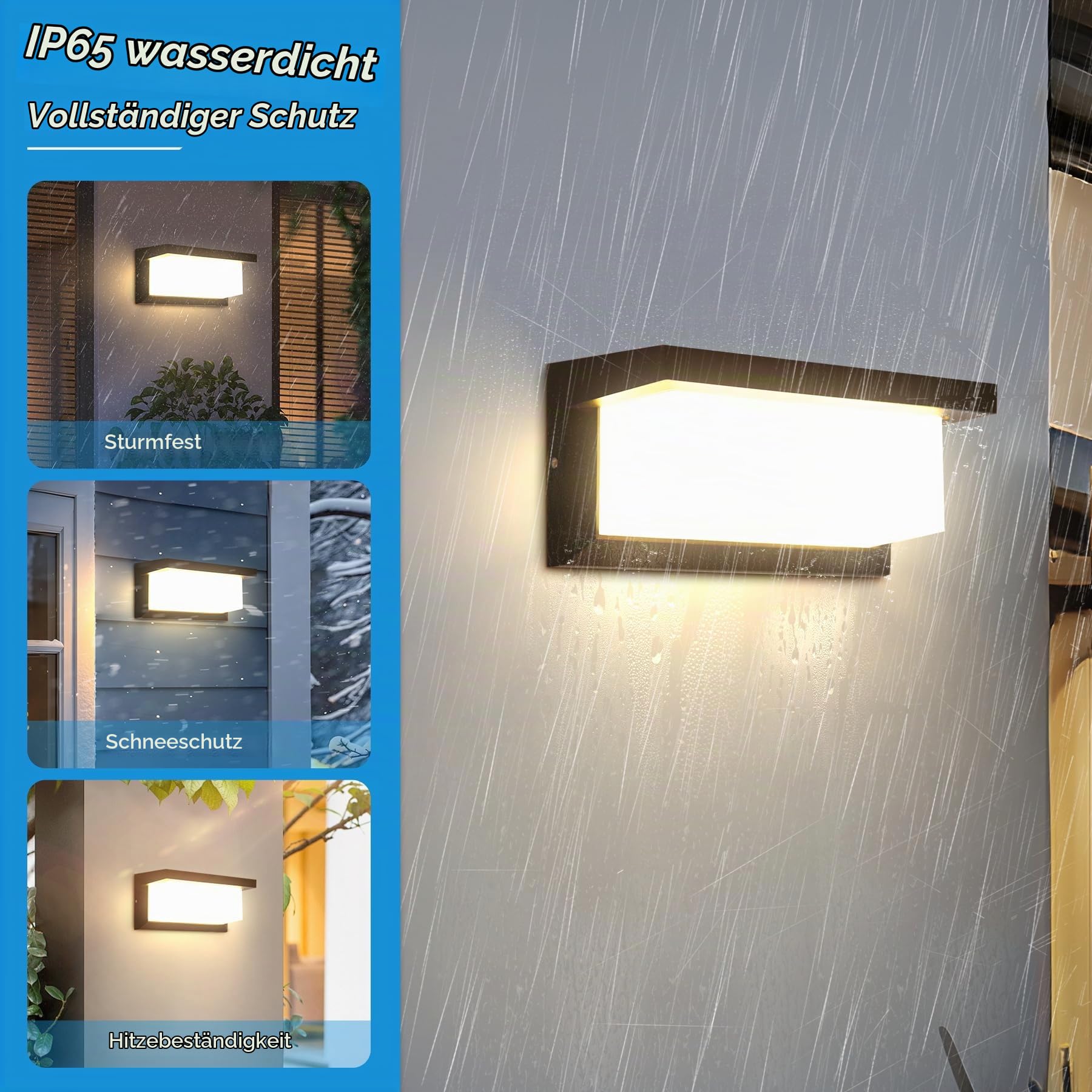 LED Außenwandleuchte IP65 18W Wandlampe Haus Garten Schwarz Licht