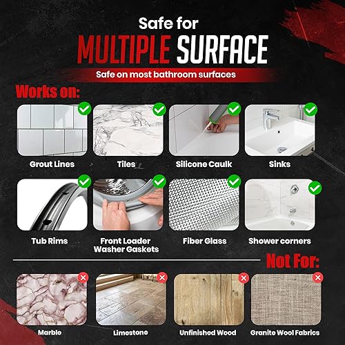 Miniatura 4 de Pomy Gel removedor de manchas de moho, paquete de 2 unidades de 8 onzas (16 onzas en total), gel grueso que no se corre para masilla de ducha,