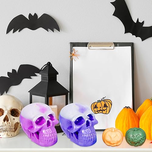 Miniatura 5 de MEEZY Paquete de 4 moldes de silicona en forma de calavera y calabaza 3D para manualidades de resina epoxi, molde de silicona para hacer velas para