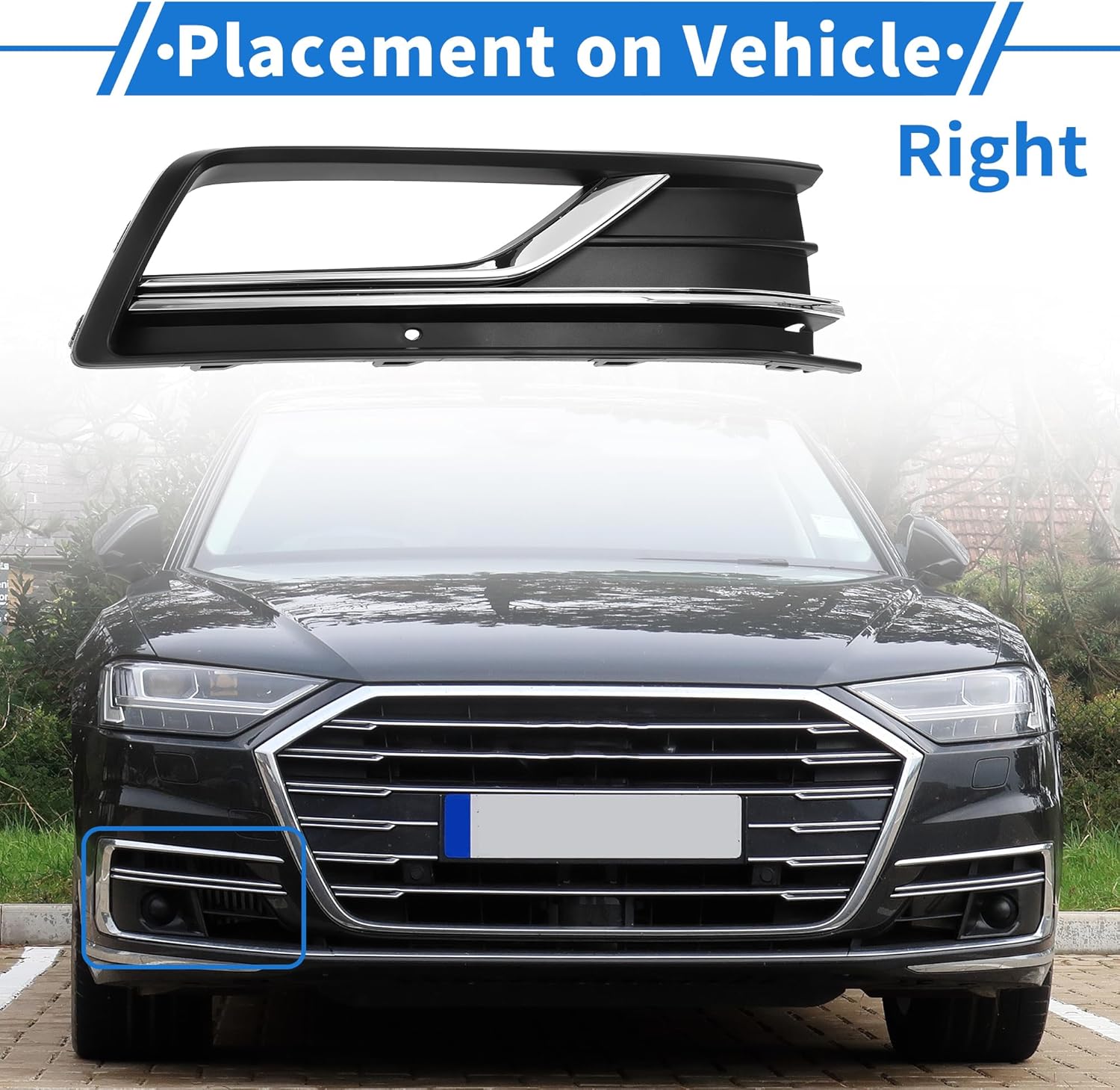 1 Pc Fog Light Grill for Volkswagen Passat 2016-2018 ABS Black,Silver Tone Front Right Front Lower Bumper Fog Light Cover Inserts - Image 3