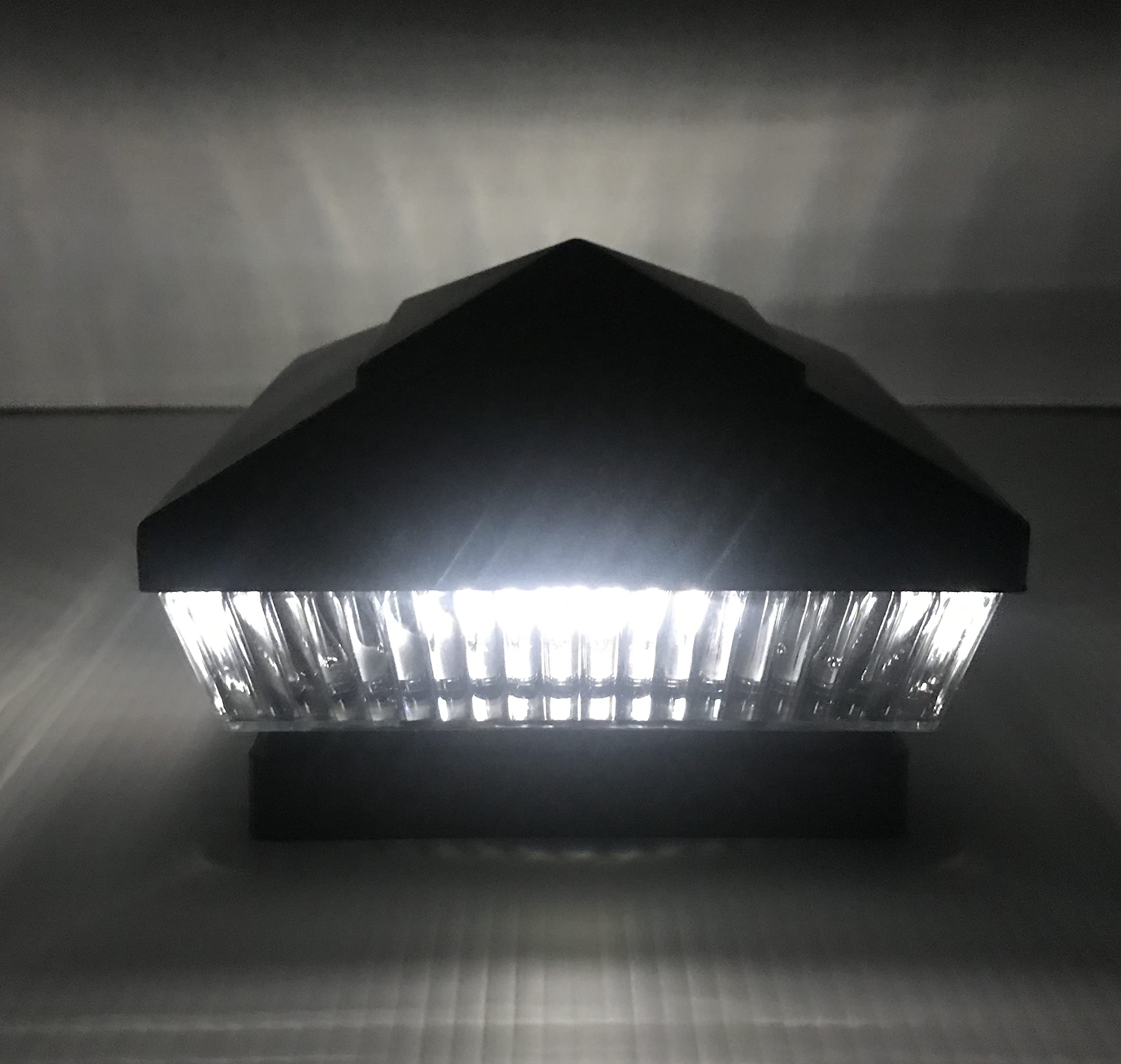 1-Pack Solar LED Black 6 x 6 Vinyl PVC Wood Square Fence Post Cap Deck Outdoor Garden Light…