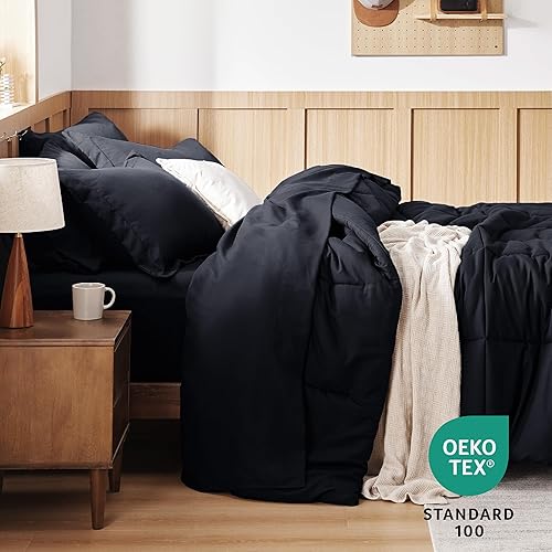 Miniatura 10 de Bedsure Twin Comforter Set - 5 Pieces Solid Twin Bed in a Bag, Twin Bed Set Grey with Comforters, Sheets, Pillowcase & Sham