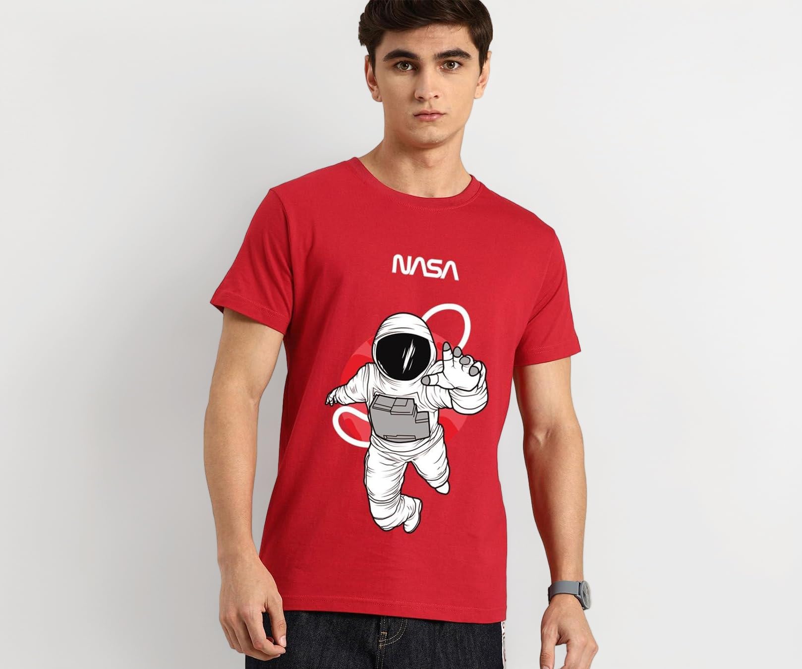 X NASA Men's Cotton Printed Regular Fit Half Sleeve Round Neck T-Shirt | Tshirt for Men Cotton| Casual Wear | Street Wear