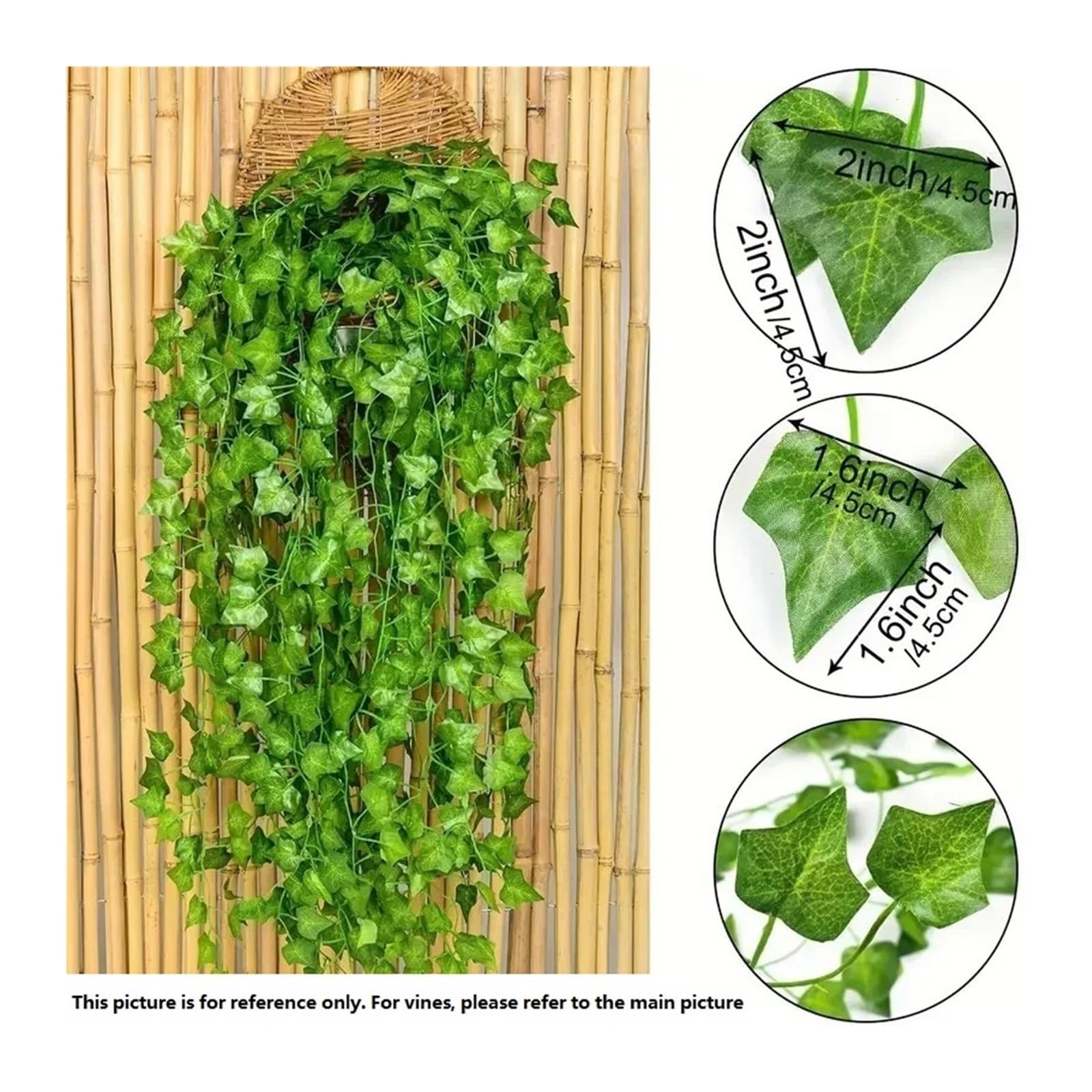 Sztuczna girlanda z bluszczu, sztuczne zielone liście rattanu do dekoracji domu, ogrodu, wesela i imprezy – arbuz(96M(48pcs))