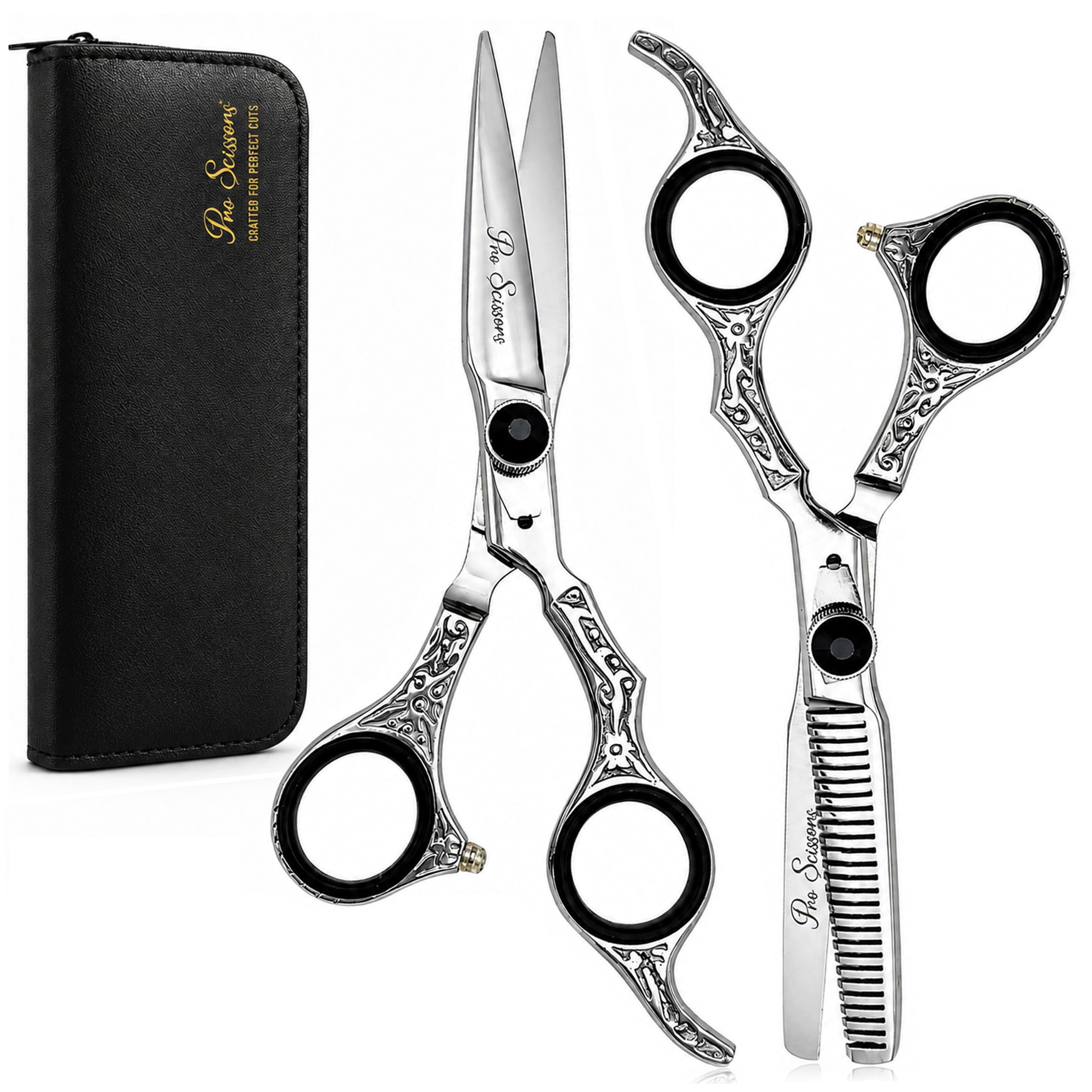 6.5" Professional Hair Cutting & Thinning Shears Set Silver