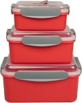 Récipient de stockage micro-ondes avec évent de vapeur 3 Emballages de produits de nidification réutilisables Stockage des aliments grands, moyens, petits - Légumes prémélangés, les restes de stockage - Vent de vapeur -BPA Gratuit, réfrigérateur et congélateur