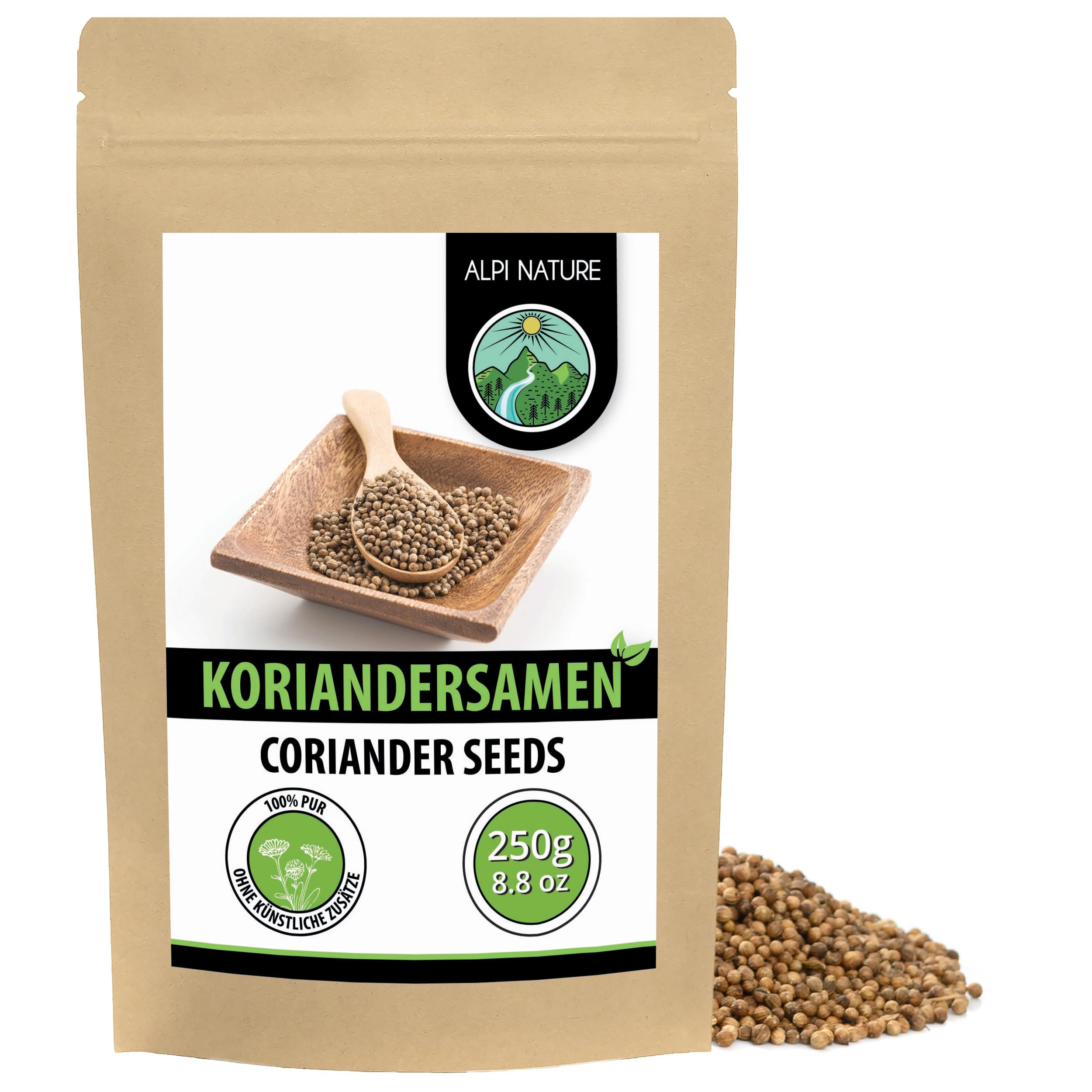 Alpi Nature Koriandersamen ganz 250g, Koriander Samen, Koriander ganz zum Kochen, Curry und Pickles