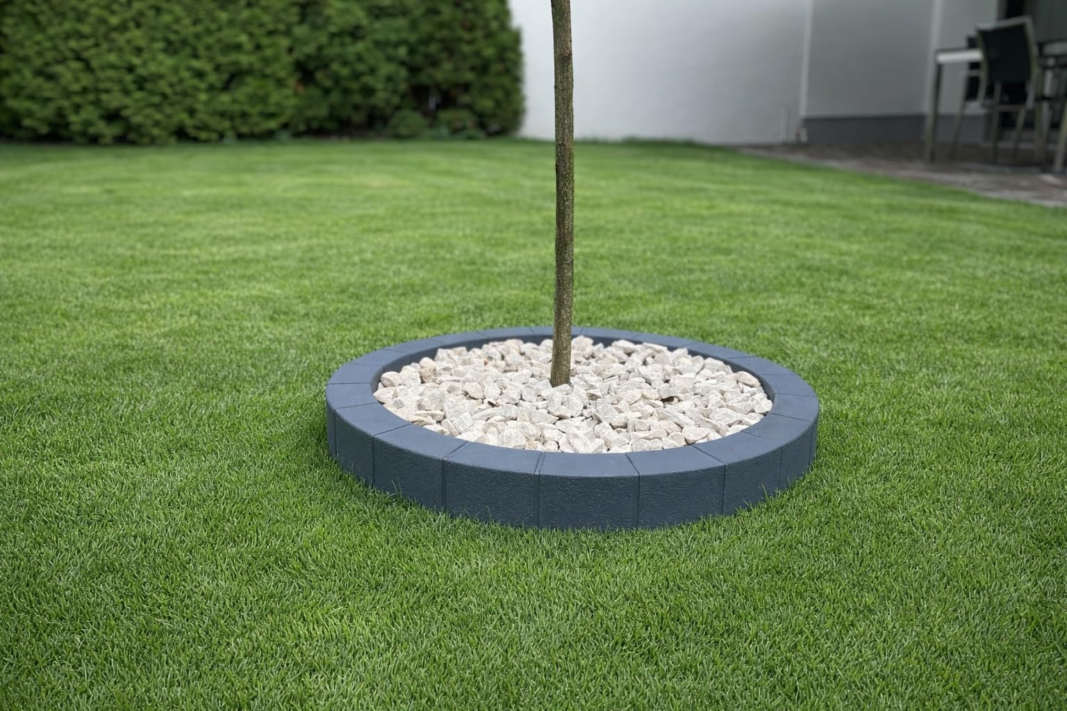 Original rasenTEC Baumeinfassung Baumumrandung Baumring Baumkante Rasenkante in Steinoptik (dunkelgrau)