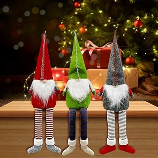ASAB 3 Pack Christmas Gnomes Decorations Soft Christmas Gonks with Thick Long Beards Long Legs Tightly Sewed Swedish Christmas Decorations Ornaments Plush Figurines Santa Elf Fireplace Home Decor