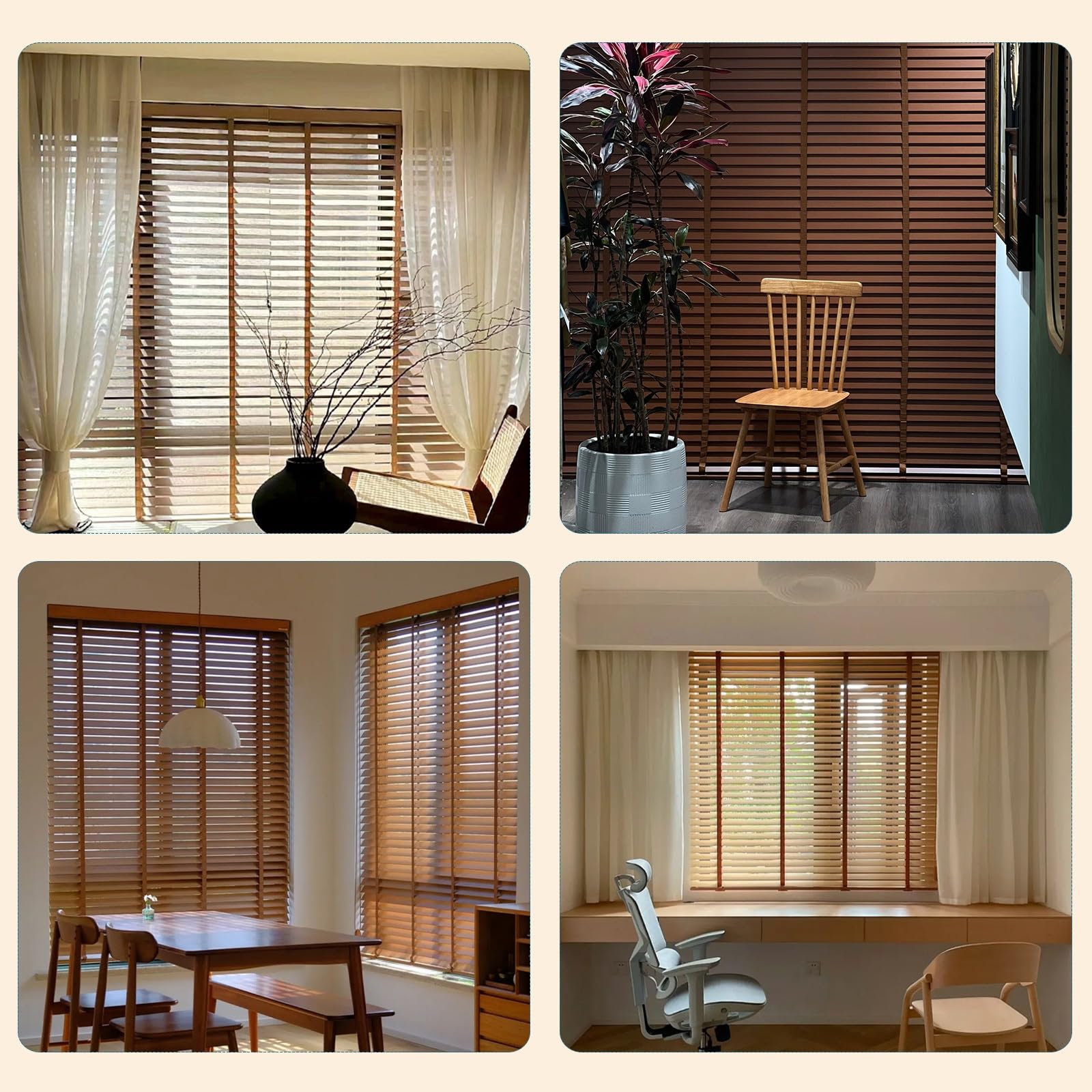 Tende Veneziana in Legno per Interno ed Esterno, Privacy Oscurante per Finestre 25 35 45 60 80 100 125 110 145 180 200 215 cm su Misura Veneziane Orizzontali Lamelle 50 mm(1315)