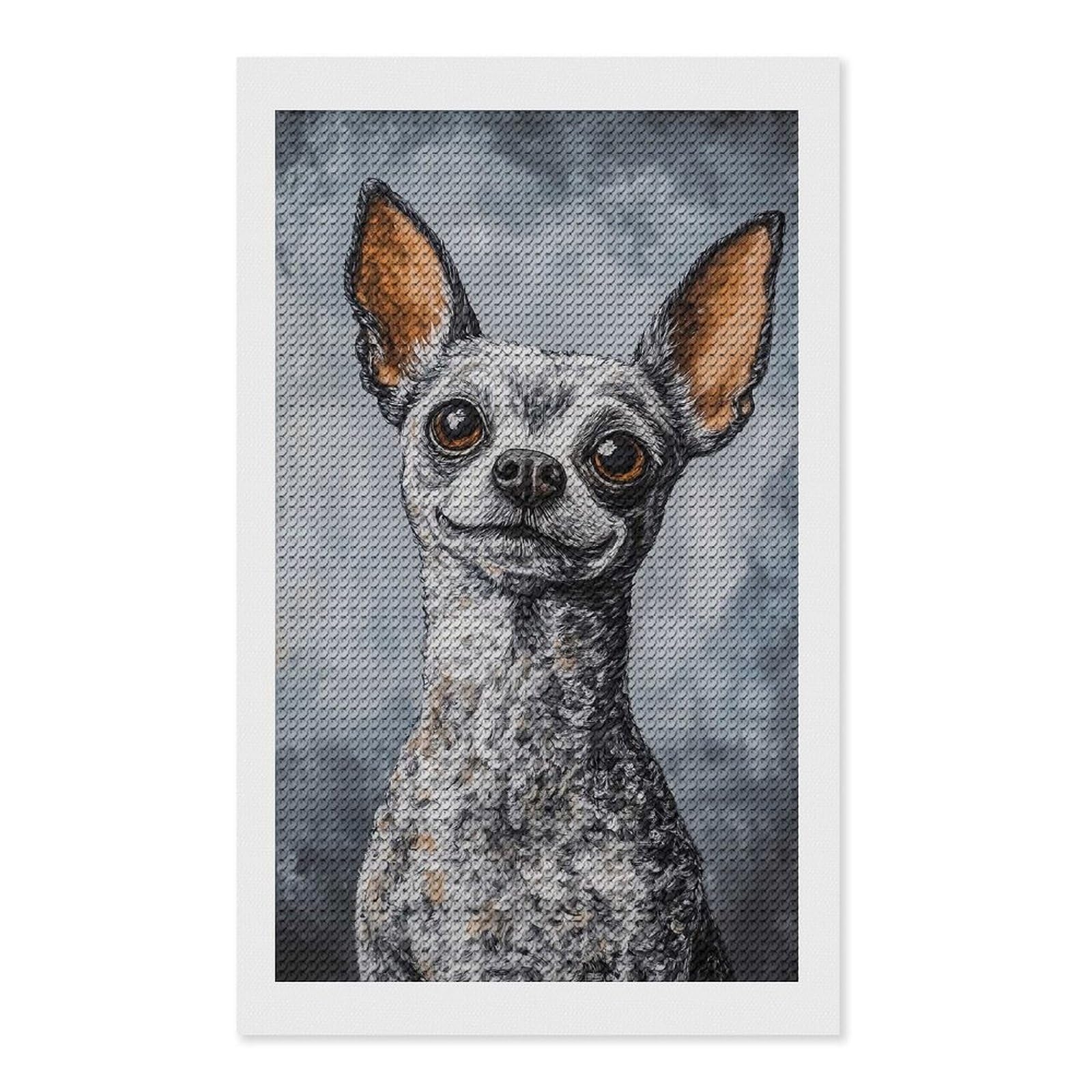 Junmoney Chihuahua Portrait Diamond Art Canvas 12"x20", for Family Craft Time, Creative Leisure Activity, Living Room Decor, Festive Craft Gift