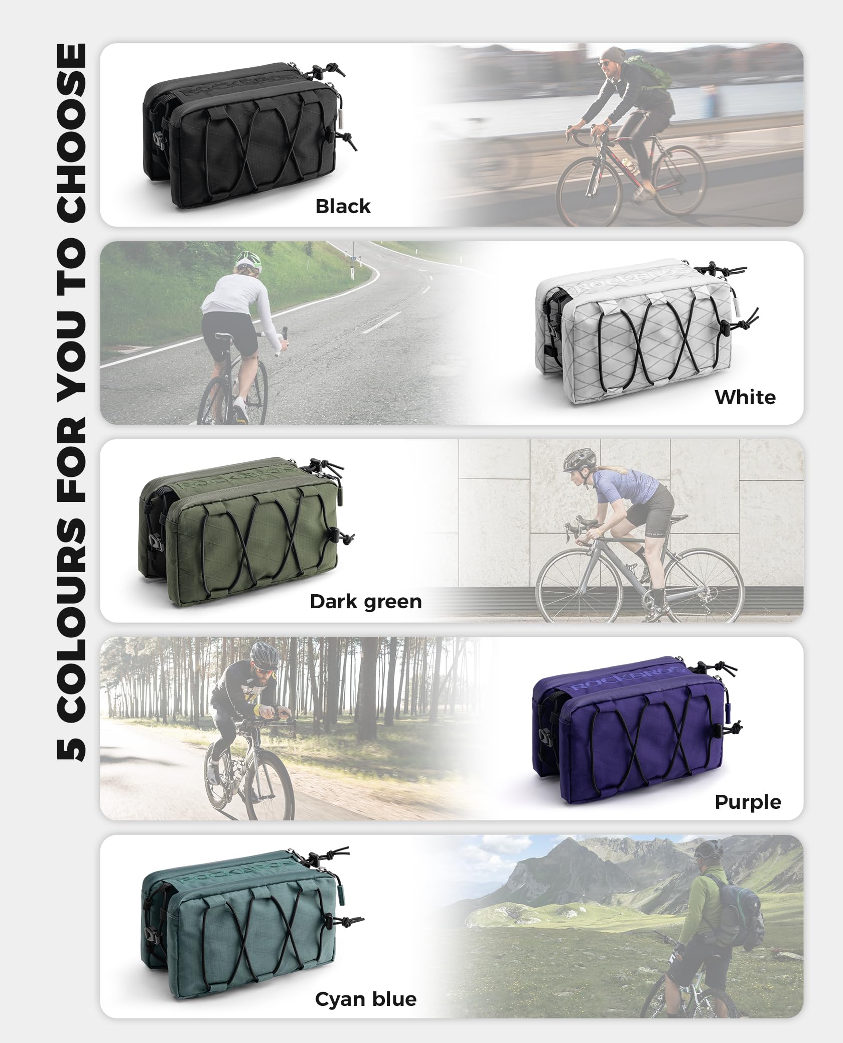 ROCKBROS Fahrrad-Rahmentasche – Nylon, 23x13x10 Cm, Mit Schultergurt & Elastischer Kordel – Passt An Oberrohr, In 6 Farben – Ideal Für Rennrad, MTB, Alltag