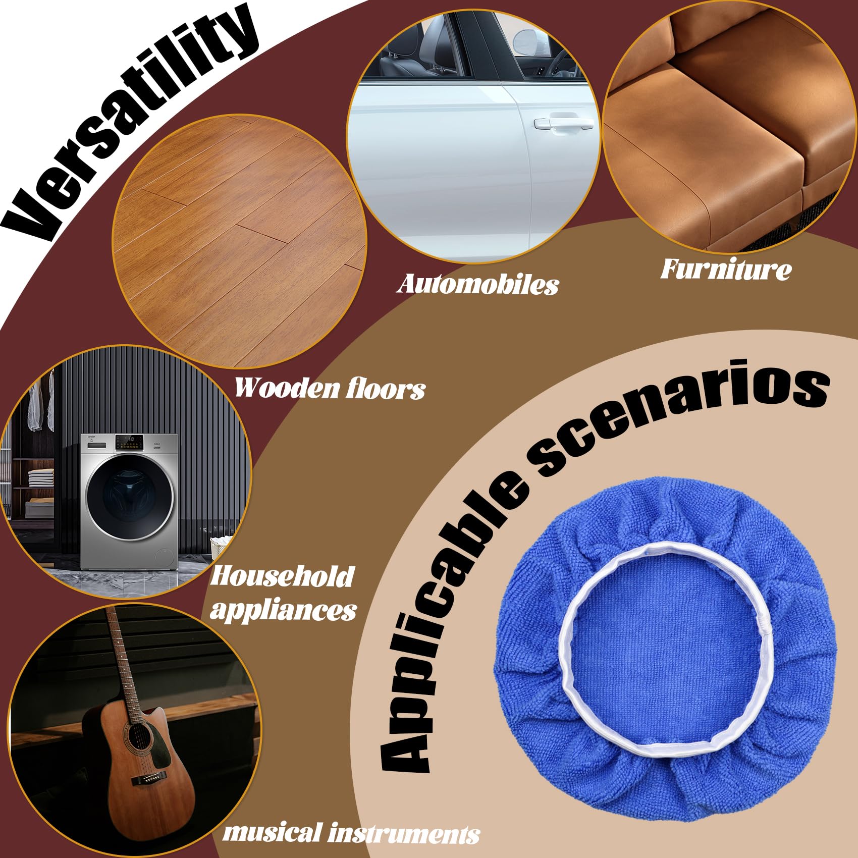 24 Pezzi Set Di Tamponi Per Lucidatura Per Auto, Set Di Panni Per Pulizia, Tampone Per Cera Per Auto, Tappo Per Pulizia Per Lucidatura E Ceretta, Set Di Panni Per Lucidatura In Fibra (9-10 Pollici)