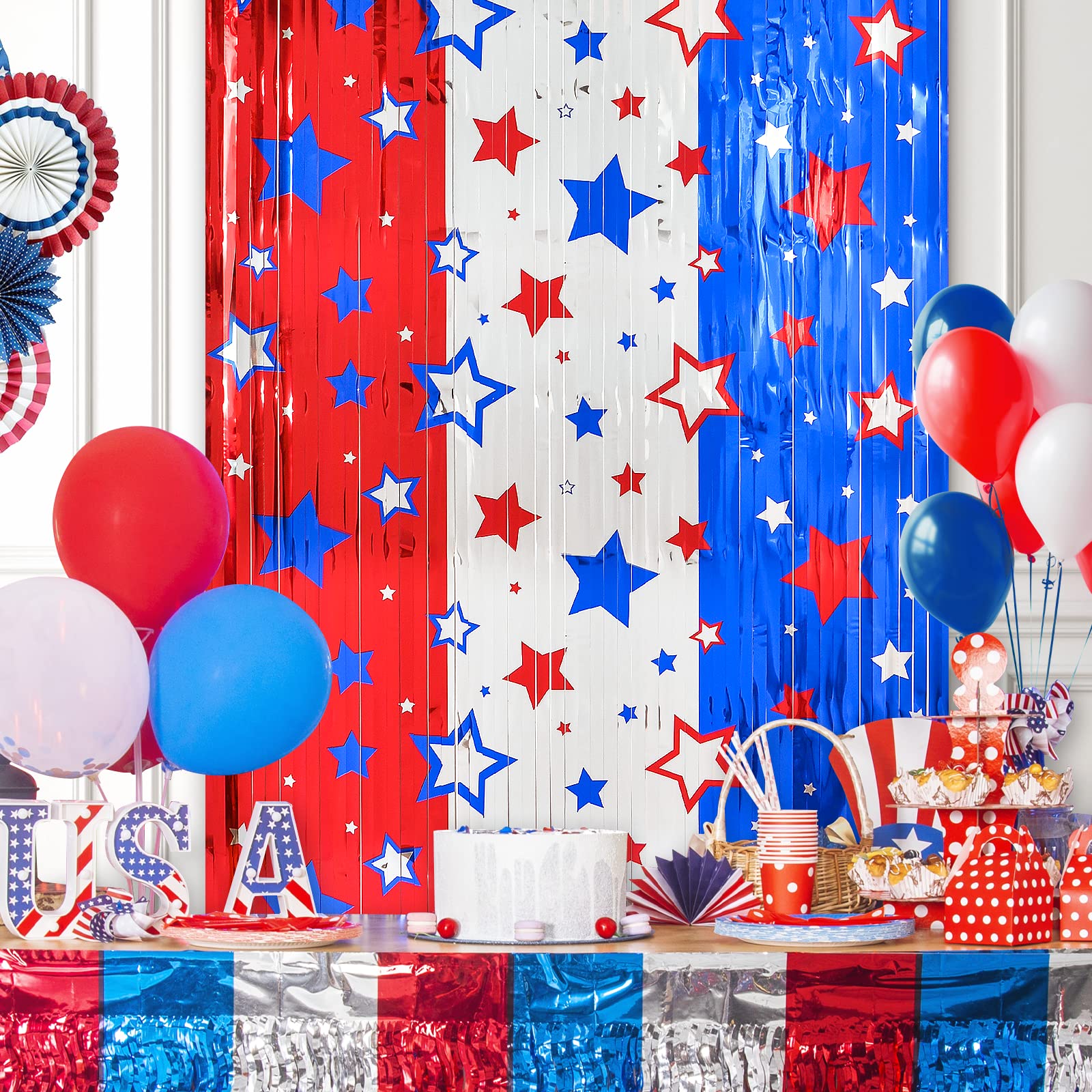LOLStar Tenda Con Frange In Pellicola - Decorazione Per Compleanno E Halloween - Sfondo Festa Arancione E Viola