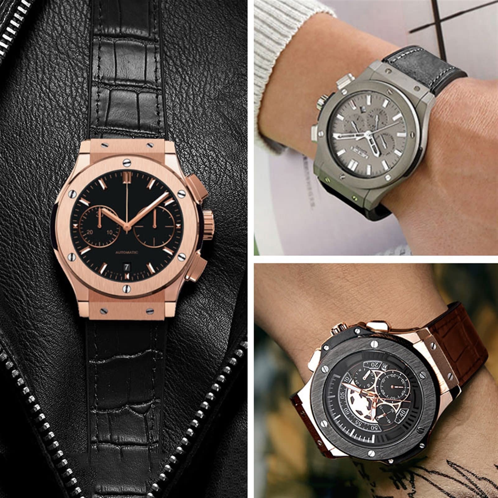 Cinturino in vera pelle di mucca 25 x 19 mm per HUBLOT Classic Fusion Universe Big Bang Series da uomo, cinturino per orologio con fibbia a farfalla