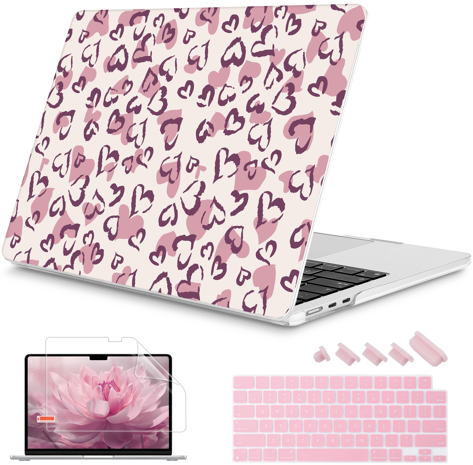 Mektron Case for 2025 MacBook Air 13-inch M4 Laptop A3240 with 13.6-inch Liquid Retina Display,Compatible with 2024 2022 M3/M2 MacBook Air 13" Hard Shell Cover,Fit Model A3113 A2681,Heart Art