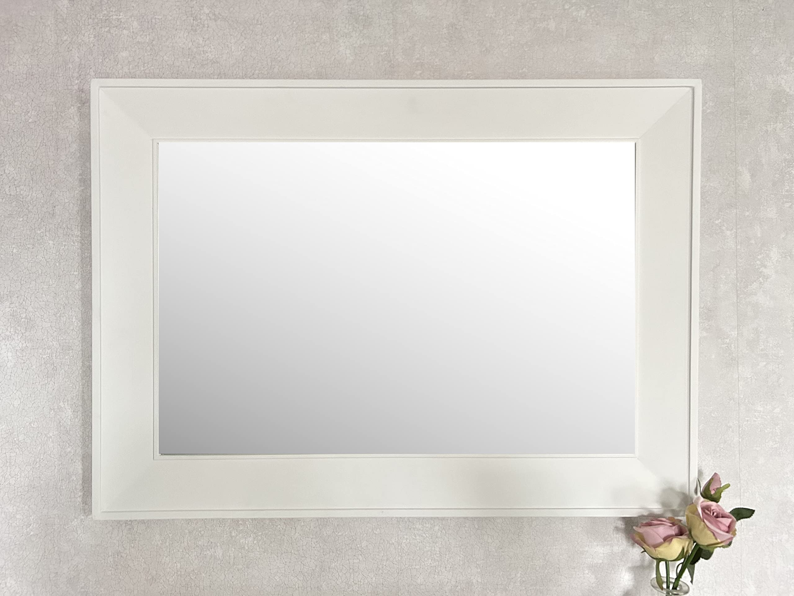 DOWNTON INTERIORS Large Contemporary Modern Matte White Wooden Framed