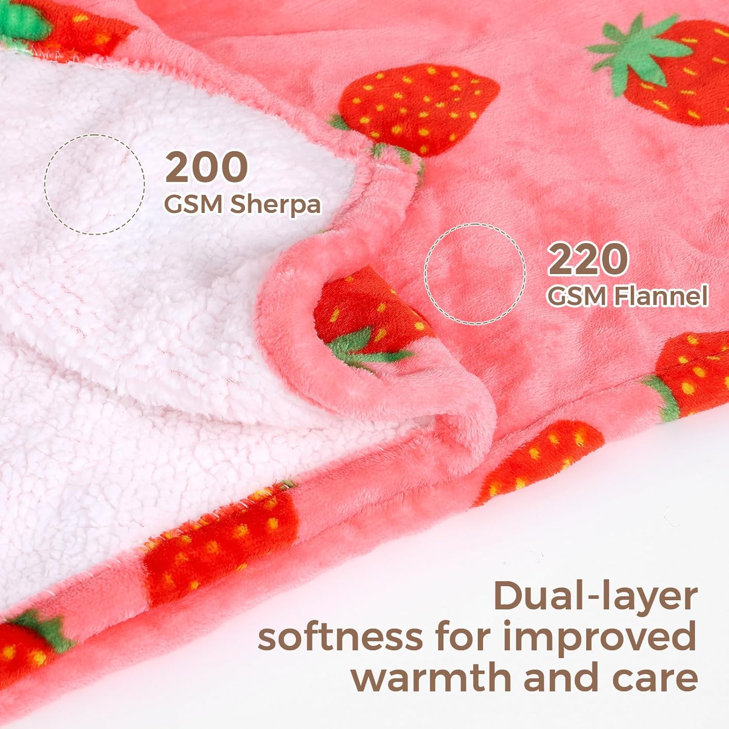 Electric Blanket Heated Throw, Soft Flannel & Sherpa Heating Blanket Throw with 6 Heating Levels & 12hrs Auto Off, Machine Washable, ETL Certified, Home Office Use, 50x60 Inch, Strawberry Red - Image 2
