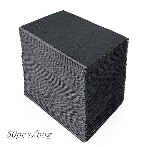 Miniatura 6 de 50 baberos dentales desechables de 13 x 18 pulgadas, 3 capas negras impermeables para pacientes, cubierta de bandeja para dentistas o médicos y