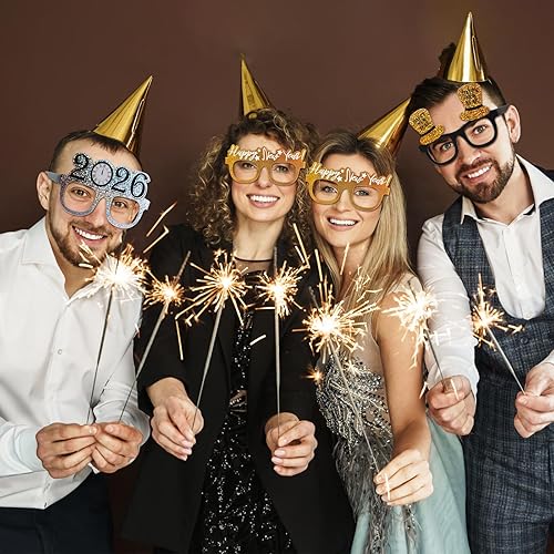 Miniatura 5 de Amosfun Gafas de Año Nuevo para fiesta de Año Nuevo, regalos de fiesta de celebración para decoración de fiesta de Año Nuevo 2024, paquete de 9