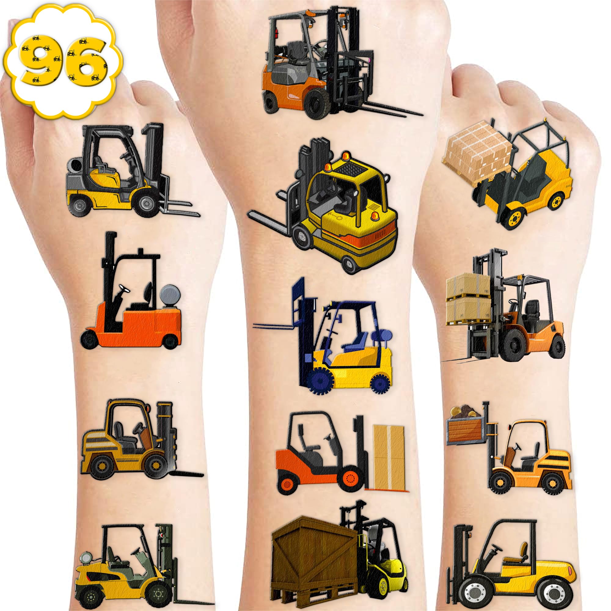Leesgel Tatuajes Temporales Luminosos De Vehículos De Construcción - 12 Hojas Para Fiestas Infantiles