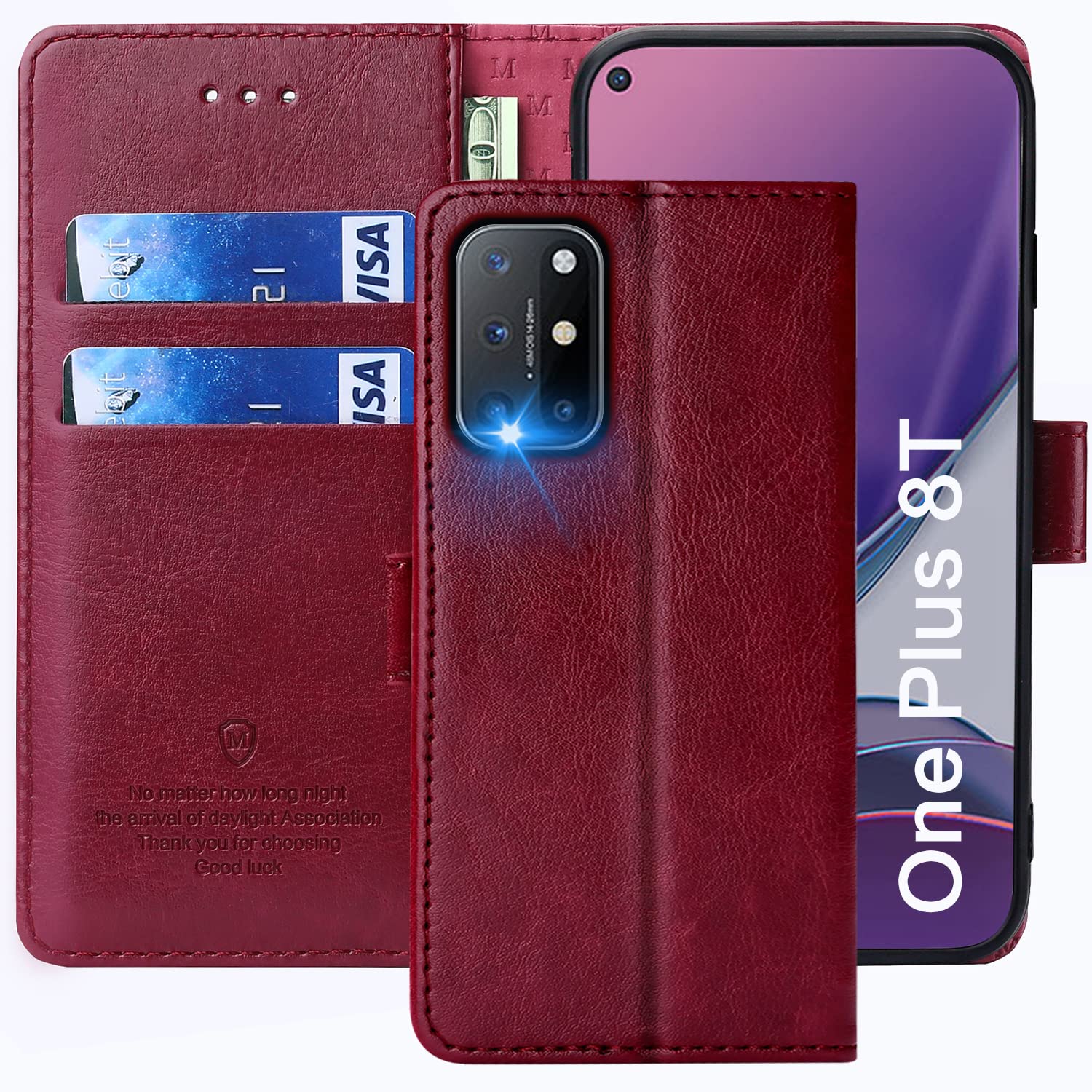 CaseMe Cover per OnePlus 8T, Magnetica Cover a Libro con Slot per Schede, Custodia in PU Pelle Portafoglio per OnePlus 8T, Blu