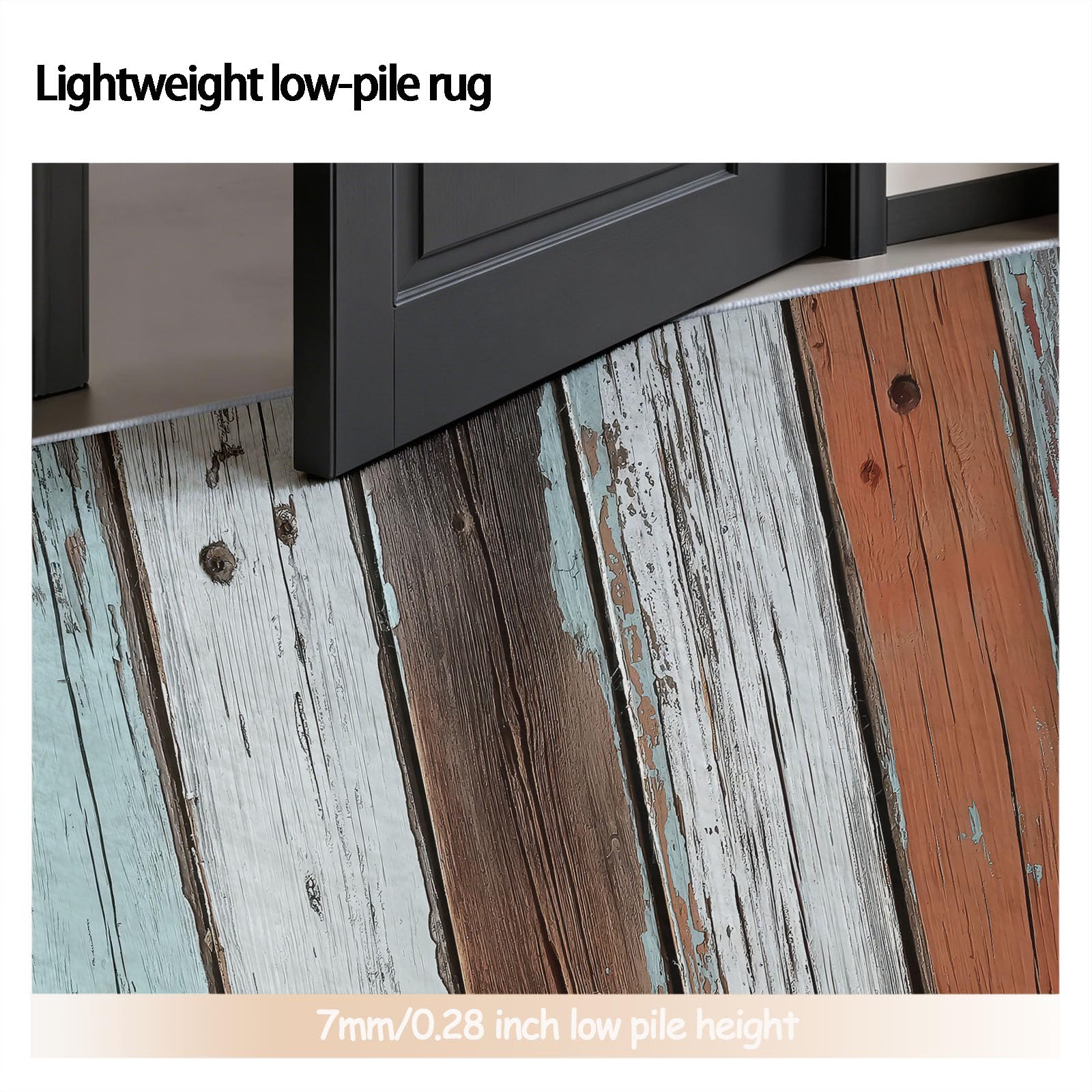 Industriell Used Look Teppich 60 x 90 cm Kurzflor Bunt Holzzaun Holzmaserung Abblätternde Farbe, Waschbar, Pflegeleicht, Extra Weich Für Wohnzimmer, Schlafzimmer, Esszimmer