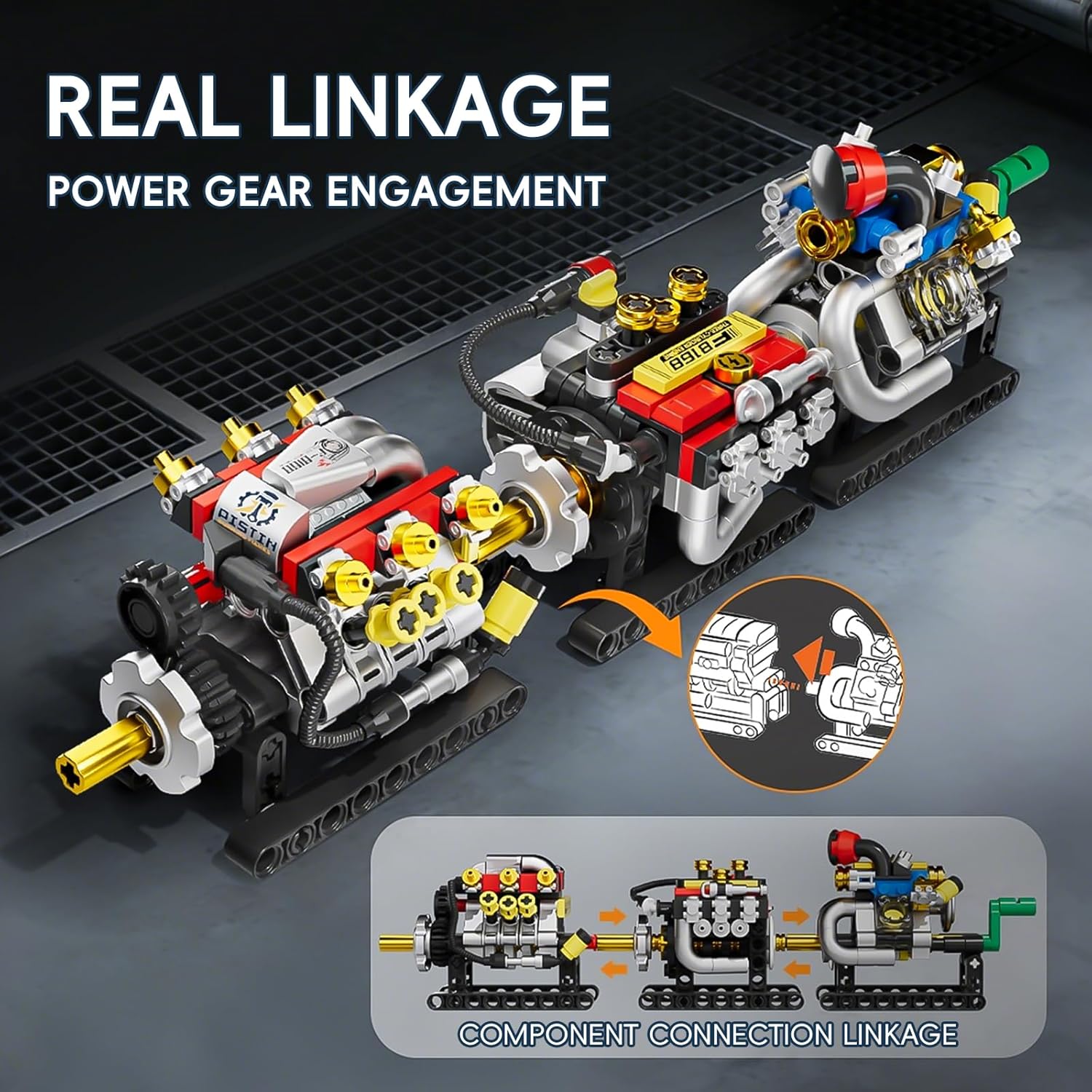 HJPLPXH Model Engine Kit for Adults Mini V8 Build Set STEM Mini Block Motor Model Small Engine Build Kit Desktop Mechanical Display for Car Lovers Hobbyists Collectors