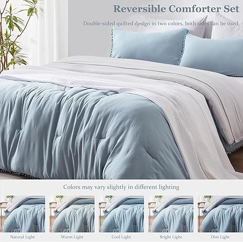 Miniatura 3 de GRT Juego de edredón de bola tamaño matrimonialqueen, color blanco